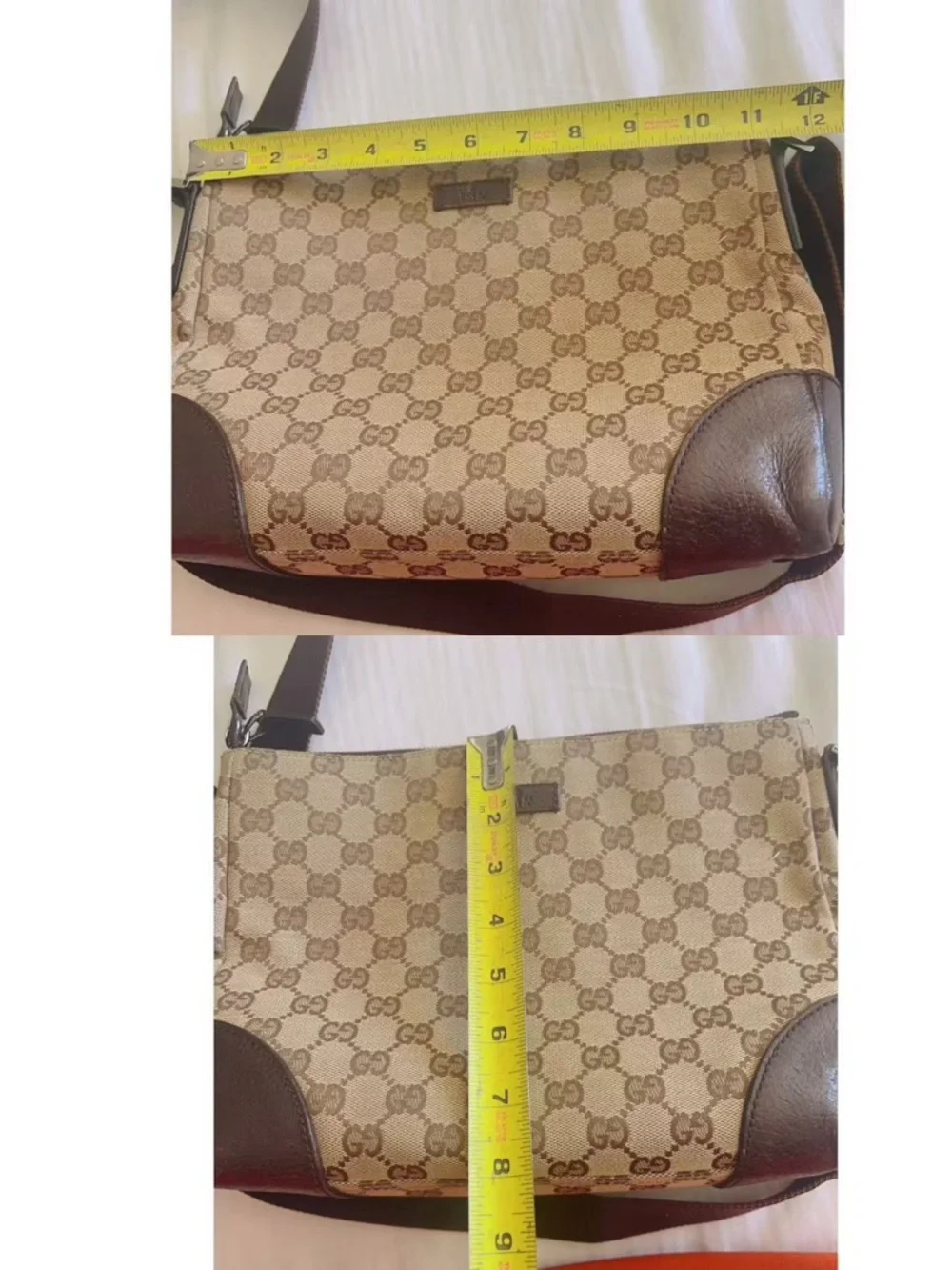 Gucci Shoulder Bag Joy Messenger in Brown/Beige Monogrammed Canvas crossbody bag